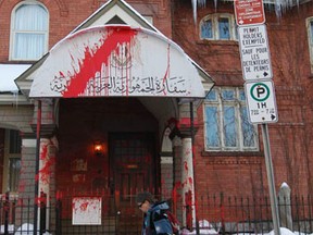 The Syrian embassy at 46 Cartier St. was vandalized with red paint in Ottawa Feb 4, 2012. (Tony Caldwell/QMI Agency)