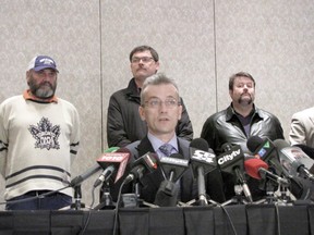 CUPE 416 president Mark Ferguson and members of his union speaking to the media last week. (DON PEAT, Toronto Sun)