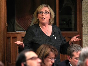 Green Party leader Elizabeth May speaks in the House of Commons on Parliament Hill in Ottawa June 2, 2011. (REUTERS/Chris Wattie)