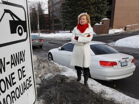 Winterlude volunteer Sharon Carey is not happy about the city's parking enforcement hardline. (Tony Caldwell/Ottawa Sun)