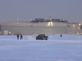 A 25-year-old pilot crashed his plane Tuesday night, Feb. 13, 2012, near St. Hubert airport near Montreal, Que. (QMI Agency/Pascal Girard)