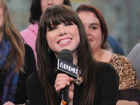 Carly Rae Jepsen visits Much Music's New.Music.Live show February 14, 2012. During the show, Justin Bieber made an announcement via a video message that Jepsen had been signed to his School Boy Record label. (Dominic Chan/WENN.com)