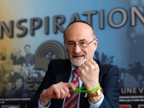 Rabbi Reuven Bulka shows off his green bracelet for Kindness Week which kicked off at Ottawa City Hall Friday, February 17, 2012. Bulka founded Kindness Week five years ago through the Ottawa United Way. 
(DARREN BROWN/QMI AGENCY)
