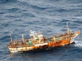 This 50-metre boat was spotted by a patrol aircraft off the coast of B.C. (Department of National Defence)