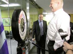 Council Doug Ford steps on the scale at Toronto City Hall on Monday, April 2, 2012. DON PEAT/TORONTO SUN