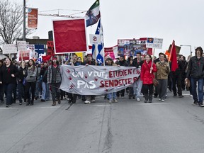 Students protest tuition increases in Quebec City, April 1, 2012. (QMI Agency)