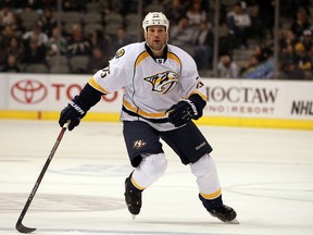 Nashville Predators Hal Gill skates against the Dallas Stars at American Airlines Center on February 19, 2012 in Dallas, Texas. (Ronald Martinez/Getty Images/AFP)