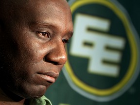 Edmonton Eskimos' head coach Kavis Reed speaks to the media in the Eskimos' locker room, as he announced his 2012 coaching staff, April 20, 2012. (David Bloom/Edmonton Sun/QMI Agency)