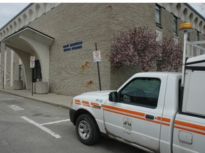 A city vehicle seen outside the St. Thomas Police Service's St. Catharine Street headquarters.