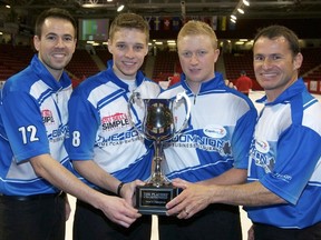 From left, Toronto's John Epping, David Mathers, Scott Howard and Scott Bailey with the 2012 Players' Championship Trophy (ANIL MUNGAL/CAPITAL ONE)