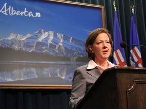 Alberta Premier Alison Redford speaks to media at her first press conference as newly-elected premier in Calgary on April 24, 2012. (MIKE DREW/QMI AGENCY)