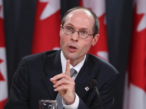 Olivier De Schutter, UN Special Rapporteur on the right to food speaks to the media at the National Press Theatre in Ottawa, May 16, 2012 after his tour of Canada.  (Andre Forget / QMI AGENCY)