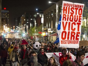 Students protesting university tuition hikes fill Montreal’s downtown streets on May 17 (ROGERIO BARBOSA/AFP).