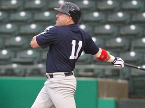 Goldeyes LF Jon Weber helped the Fish complete a three-game sweep of the Amarillo Sox on Sunday, notching two RBI in a 9-3 win. (Jason Halstead/Winnipeg Sun files)