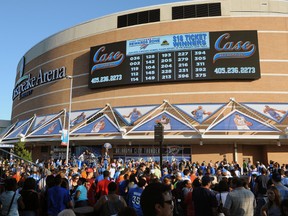 General view of the arena before Game Five of the Western Conference Semifinals between the Los Angeles Lakers and the Oklahoma City Thunder during the 2012 NBA Playoffs on May 21, 2012 at the Chesapeake Energy Arena in Oklahoma City, Oklahoma. (Garrett W. Ellwood/NBAE via Getty Images/AFP)