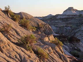 Sunset pinks the badlands in Dinosaur Provincial Park near Steveville, Alta., on Sept. 6, 2011. (MIKE DREW/Postmedia Network file photo)