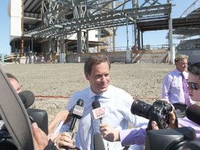 CFL commissioner Mark Cohon addresses the media during a photo op at the Investors Group Field in Winnipeg on Monday, June 4, 2012.