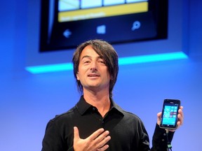 Joe Belfiore, corporate vice president of Microsoft, introduces the Windows Phone 8 mobile operating system in San Francisco, California, June 20, 2012. (Reuters/Noah Berger)