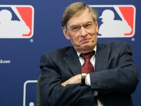 Major League Baseball Commissioner Bud Selig speaks during a news conference in New York, April 21, 2011. (Reuters/BRENDAN MCDERMID)