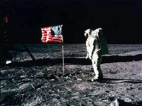 United States astronaut Buzz Aldrin salutes the American flag on the surface of the Moon after he and fellow astronaut Neil Armstrong became the first men to land on the Moon during the Apollo 11 space mission July 20, 1969. REUTERS/Neil Armstrong/NASA/Handout