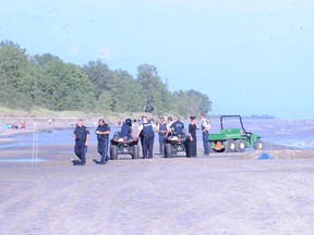 Norfolk County OPP, fire and rescue services were called to Long Point Provincial Park to assist in the rescue of a man who was swept away by a strong undertow on Saturday, Aug. 5, 2012. SARAH DOKTOR / QMI AGENCY