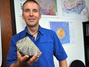 Dr. Gordon “Oz” Osinski with a shatter cone in his office at Western University August 8, 2012.