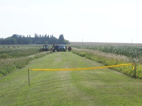 The site of a small plane crash southwest of Winnipeg, August 22, 2012. Lorne Stelmach/QMI Agency