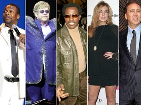 Chris Tucker, Elton John, Wesley Snipes, Lindsay Lohan and Nicolas Cage. (WENN.com/AFP photos)
