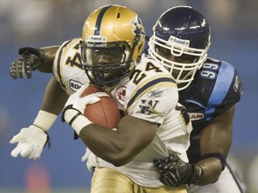 Bombers RB Carl Volny has not played since tearing his ACL in a game against Toronto last September. He'll return to the lineup this weekend against Calgary. (Jack Boland/QMI Agency Files)