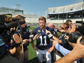 Penn State starting quarterback Matt McGloin answers questions during Penn State football pre-season media day in State College, Pennsylvania August 9, 2012. (Pat Little/REUTERS)