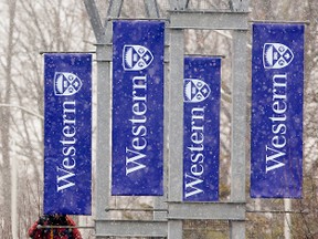 Western University banners on Western Road. MIKE HENSEN/The London Free Press/QMI AGENCY