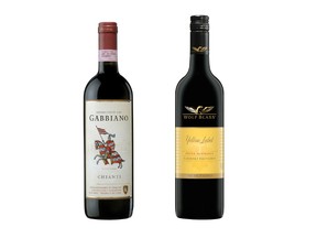 Gabbiano 2011 Chianti, Tuscany, Italy and Wolf Blass Wines 2010 Yellow Label Cabernet Sauvignon, South Australia. (Supplied)