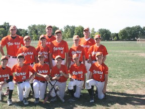 The Paris Phillies pose for a team photo in summer 2012. The team finished third at the ICBA tournament in late August and third at the OBA championship tournament in Dorchester, Ont. SUBMITTED PHOTO