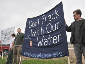 QMI file photo

Protesters express concerns about fracking during a shale gas conference hosted by the Sarnia-Lambton Economic Partnership last year.