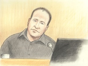 Courtroom sketch of Kevin Gregson. He is accused of first -degree murder in the 2009 stabbing death of Ottawa Police Const. Eric Czapnik. (LAURIE FOSTER-MACLEOD)