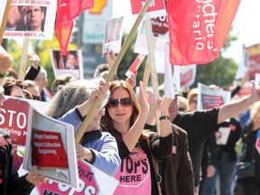 Members of the Elementary Teachers' Federation of Ontario protest against Bill 115.  QMI AGENCY