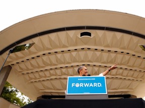U.S. President Barack Obama speaks at a campaign rally at Eden Park in Cincinnati, Ohio September 17, 2012. REUTERS/Kevin Lamarque