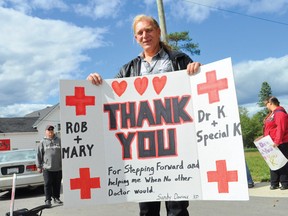 Sandy Daviau organized the rally to show support for Dr. Kamermans. He wanted it to be like a symbolic group hug as their doctor prepared for a court date. BARBARA SHAW BANCROFT THIS WEEK