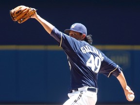 Brewers starter Yovani Gallardo hasn’t lost in his past 10 starts, winning eight of them. (REUTERS)