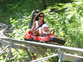 A mother and child race down the Mountain Coaster ride at Holiday Valley Resort in Ellicottville, N.Y. (HOLIDAY VALLEY PHOTO)
