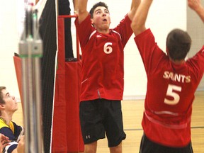 For the second straight year, St. Thomas Aquinas' senior boys volleyball club was bumped from the provincial championships in the quarterfinal round after dropping a 3-1 decision to É. S. publique Louis-Riel Friday.  
LLOYD MACK/Daily Miner and News