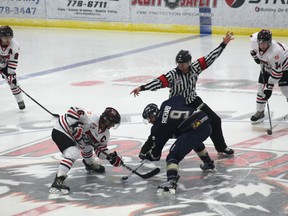 The Whitecourt Wolverines will face the Spruce Grove Saints in the North Division Finals, just as they did on Sept. 21 at the Scott Safety Centre during their first Junior A game on home ice. Johnna Ruocco | Whitecourt Star