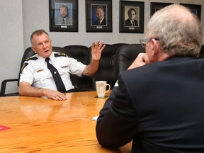 Edmonton Police Chief Rod Knecht speaks with the Edmonton Sun Lorne Gunter at the Sun offices in Edmonton Alberta on Monday, September 24, 2012.  PERRY MAH/EDMONTON SUN  QMI AGENCY