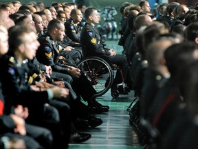 Afghanistan veterans are seen during a remembrance ceremony at Valcartier army base near Quebec City in 2011. (Postmedia Network files)