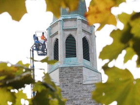 Restoration work is underway at St-Jean de Brebeuf Church on Notre Dame Avenue in Sudbury. JOHN LAPPA/THE SUDBURY STAR