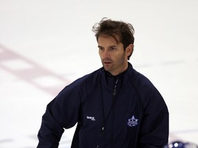 Marlies head coach Dallas Eakins runs drills with his players at the MasterCard Centre on Wednesday. Eakins took some heat from Don Cherry (left) for saying he thought forward Nazem Kadri was not as fit as he should be coming into Marlies training camp. (Craig Robertson/Toronto Sun)
