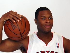 Raptors point guard Kyle Lowry will be out at least a week with a strained adductor. (CRAIG ROBERTSON/Toronto Sun)