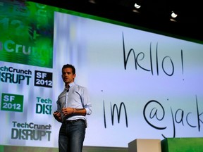 Jack Dorsey, founder of Square and Twitter, speaks on stage during day one of TechCrunch Disrupt SF 2012 event at the San Francisco Design Center Concourse in San Francisco, Calif. Sept. 10, 2012. REUTERS/Stephen Lam