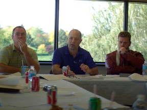 From left are culture committee chair Todd Bennett, senior economic development officer Bob Peters, and Bruce Davis, the culture coordinator for the Community Futures Development Corporation.