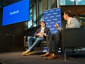 Liberal leadership candidate Justin Trudeau is interviewed by Jordan Banks, Managing Director, Facebook Canada at the Art Gallery of Ontario on Thursday. Facebook hosted  the first Facebook Strategy Summit for Canada’s top brand marketers and agencies in Toronto. To conclude the day, Trudeau was interviewed by Banks on the role of the social web in shaping the Canadian political landscape. (Ernest Doroszuk/Toronto Sun)